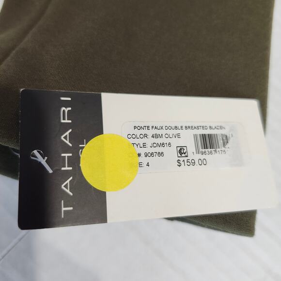 Tahari ASL Women's Ponte Faux Double Breasted Blazer Olive Green NWT Size 4 - Picture 14 of 16